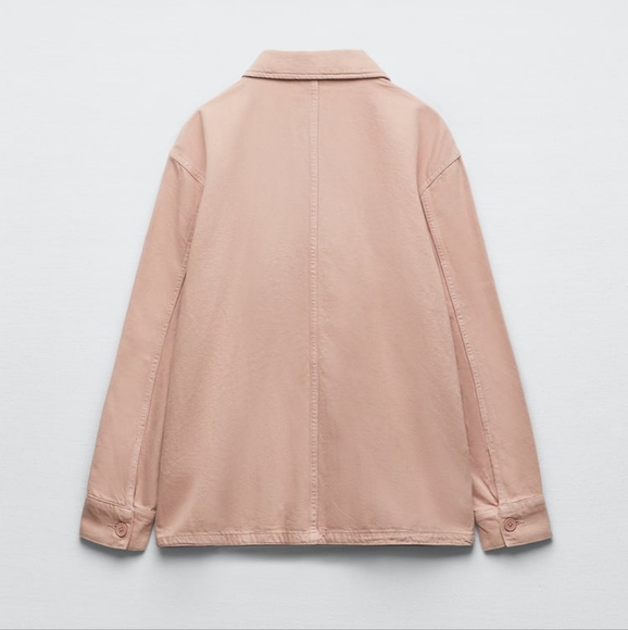 NWOT ZARA Light pink Pocket Overshirt - Picture 6 of 8